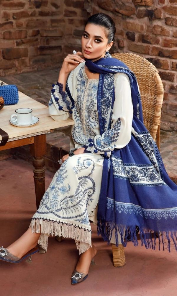 MARIA B -3PC LAWN HEAVY EMBROIDERED WITH PASHMINA PRINT SHAWL