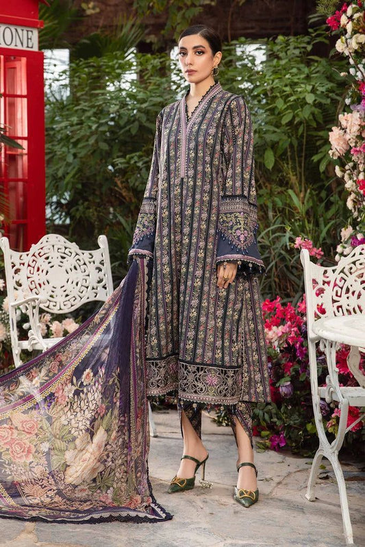 Maria B - 3PC Lawn EMBROIDERED SHIRT WITH PRINTED DUPATTA AND TROUSER