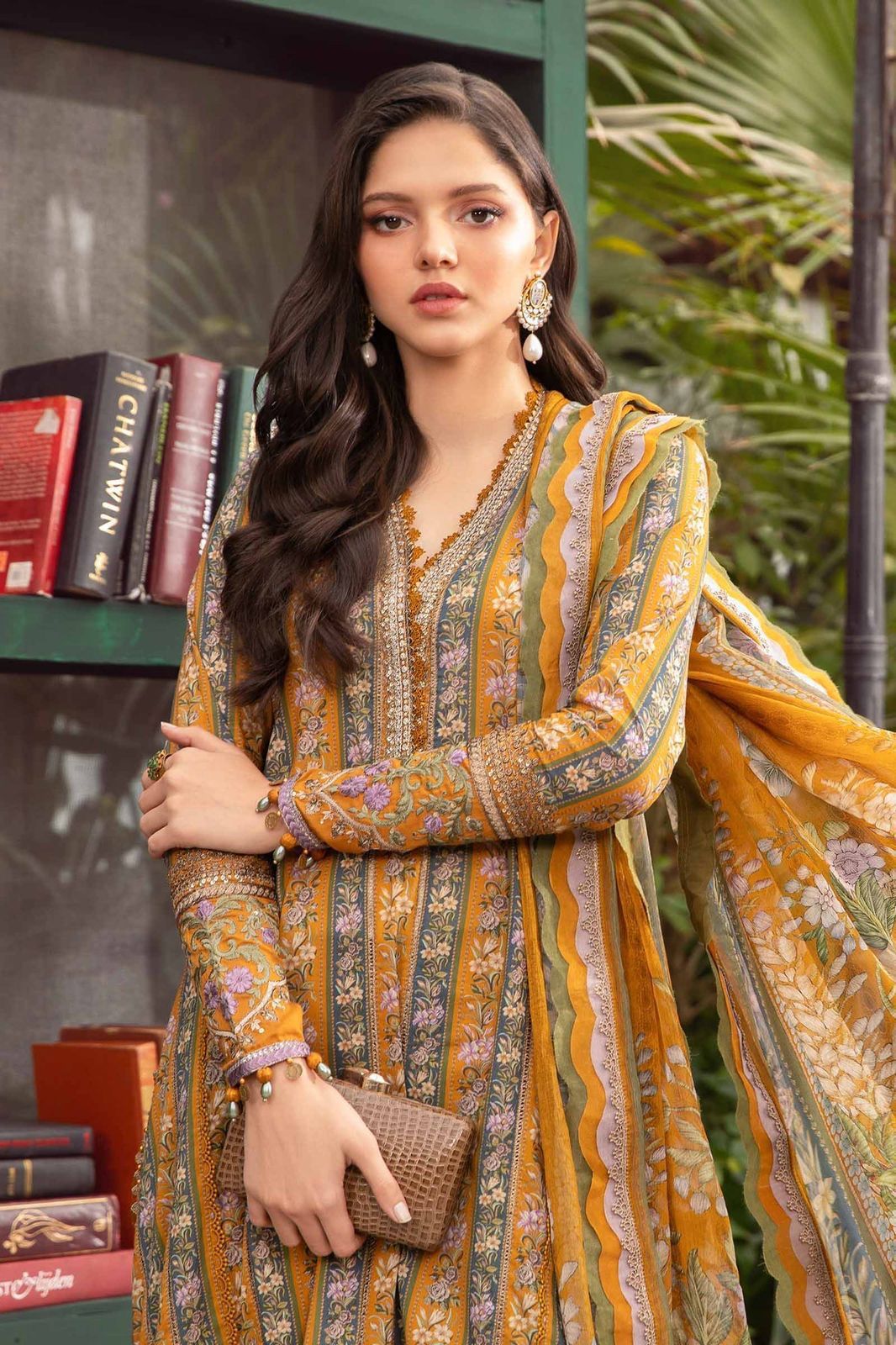 Maria B - 3PC Lawn EMBROIDERED SHIRT WITH PRINTED DUPATTA AND TROUSER