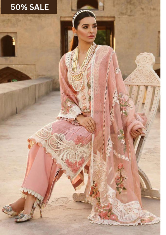 3 Piece Embroidered Lawn Suit with Embroidered Organza Dupatta