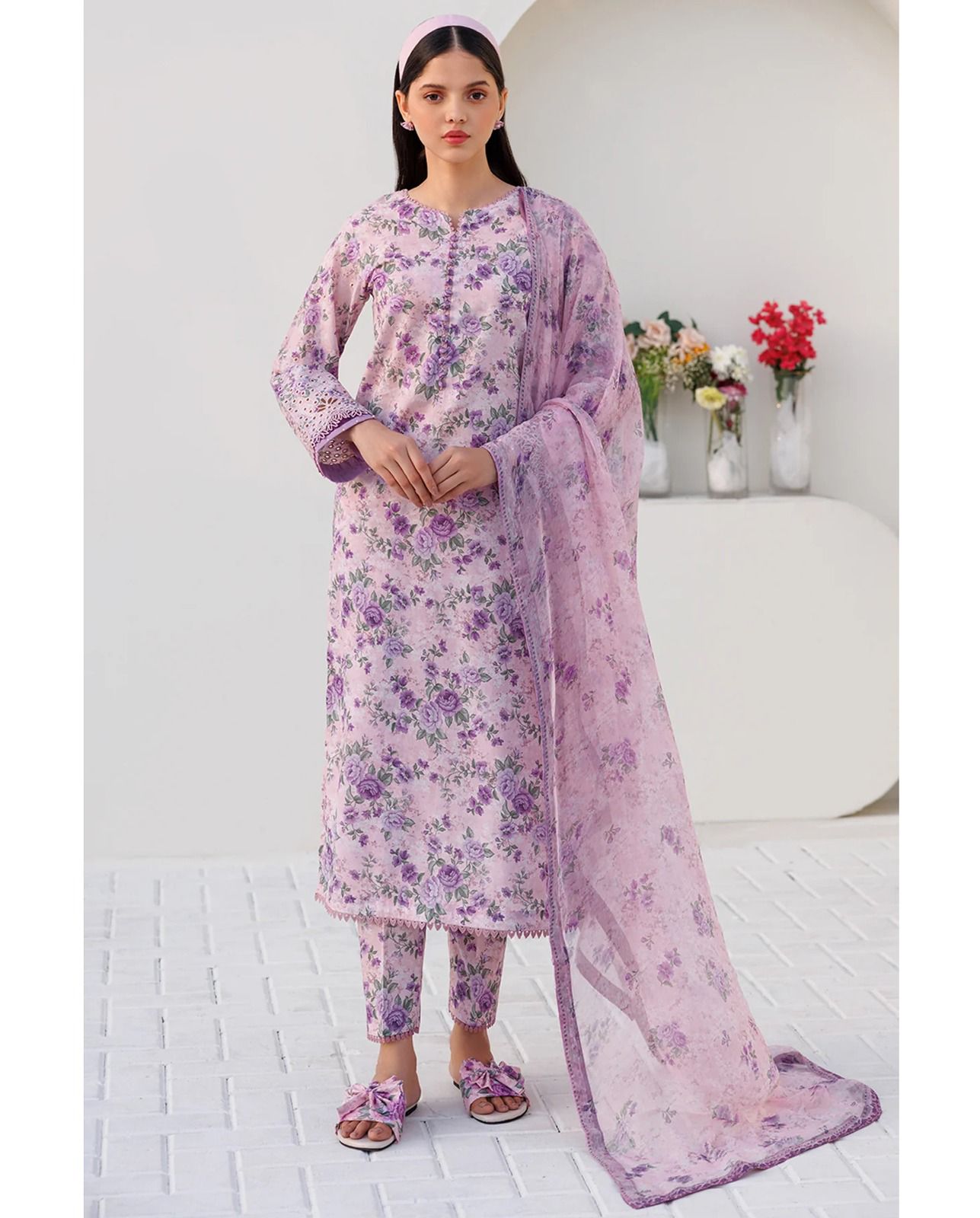 3 PIECE UNSTITCHED LAWN PRINTED EMBROIDERY DRESS